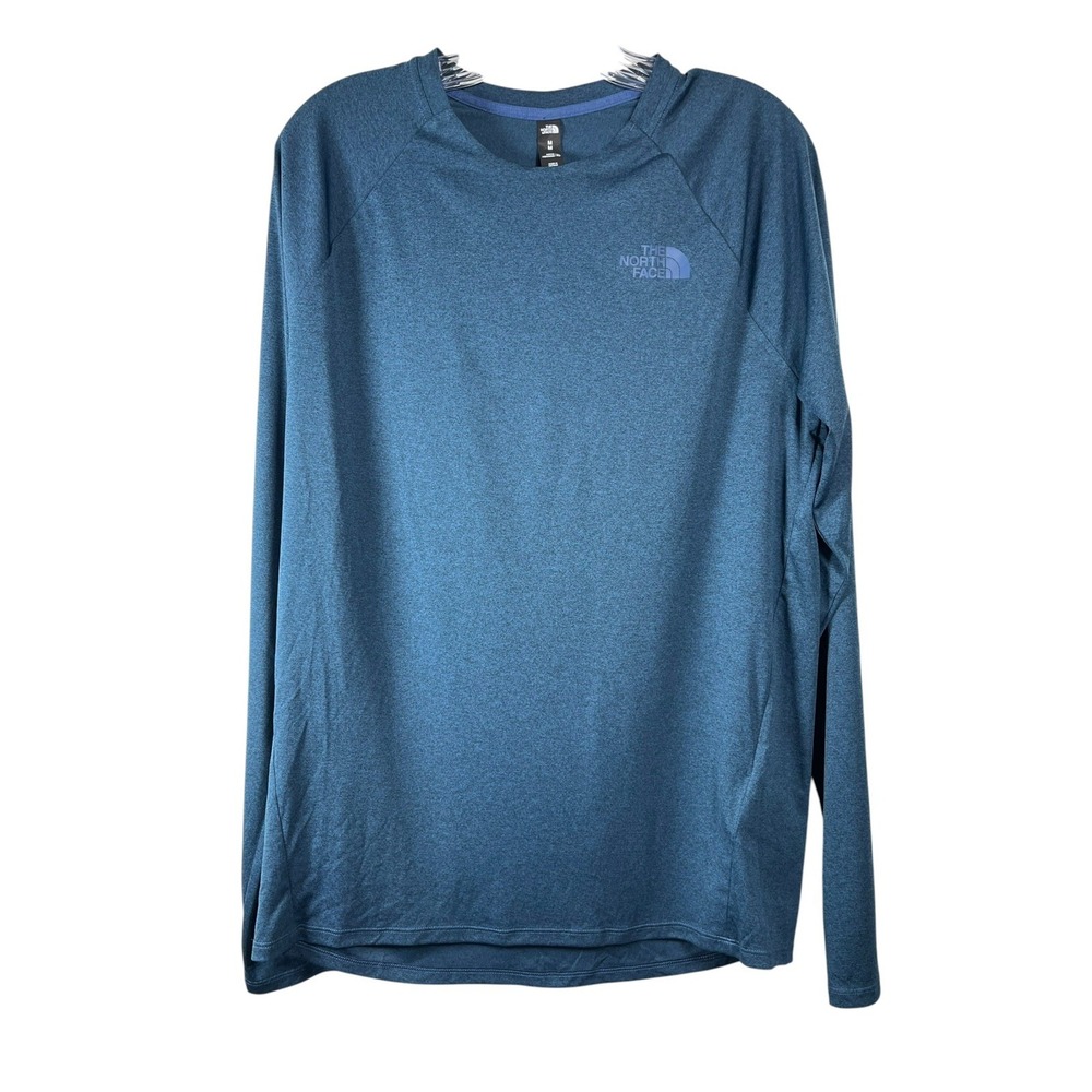 New THE NORTH FACE Sz M Shirt Blue Big Pine L/S Crew Performance Flashdry UPF40+